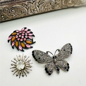 Vintage Rhinestone Brooch Lot